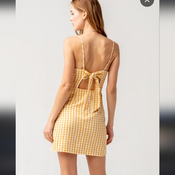 Sky And Sparrow Yellow Gingham Tie Back Mini Dress Size XXL - Picture 12 of 13